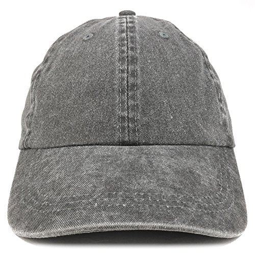 Trendy Apparel Shop Low Profile Unstructured Pigment Dyed Cotton Twill Baseball Cap - color: Black