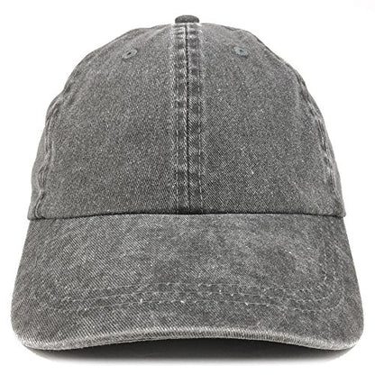 Trendy Apparel Shop Low Profile Unstructured Pigment Dyed Cotton Twill Baseball Cap - color: Black