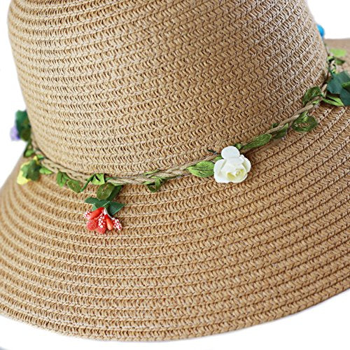 The Hat Depot Womens Floppy Summer Sun Beach Wide Brim Straw Hat - color: Fh11