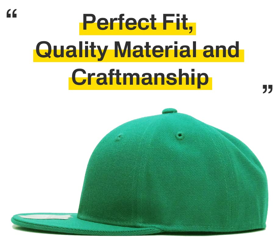 KBETHOS® Original 6 Panel Flat Brim True-Fit Fitted Cap - color: Kelly Green, size: 7 1/4