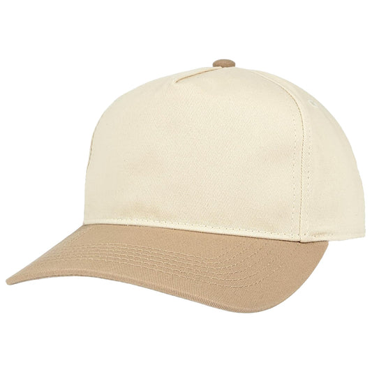 E BY ELIDAN Two Tone A-Frame Trucker Hat, 5-Panel Blank Baseball Snapback - color: Stone Khaki