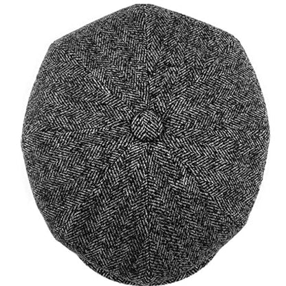 Men's Classic 8 Panel Wool Blend Newsboy Snap Brim Collection Hat - color: Dk Gray-nsb3050, size: Medium