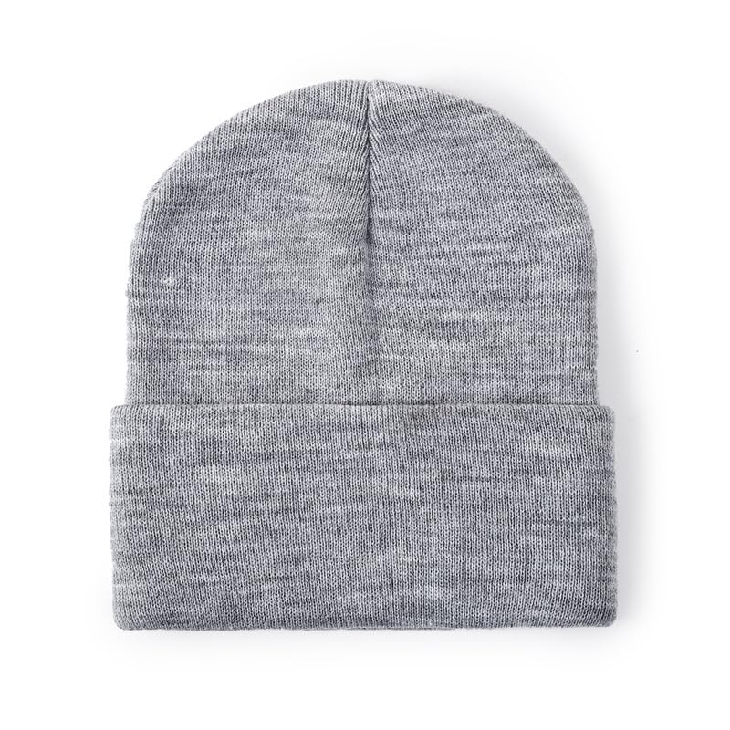 HIWIND Beanie for Men Women Knit Cuffed Winter Beanies Skull Cap Hat - color: Light Gray