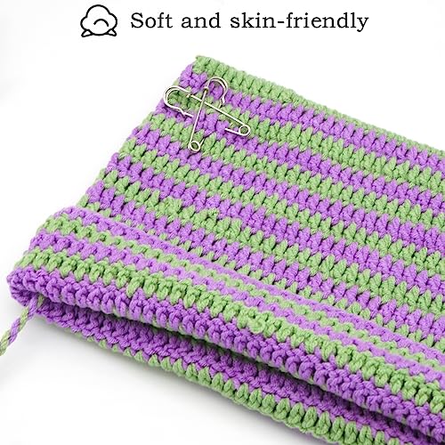XYIYI Crochet Hats for Women Fox Knit Hat with Pompoms Grunge Goth Accessories Slouchy Beanies for Women Girls - color: Purple Green