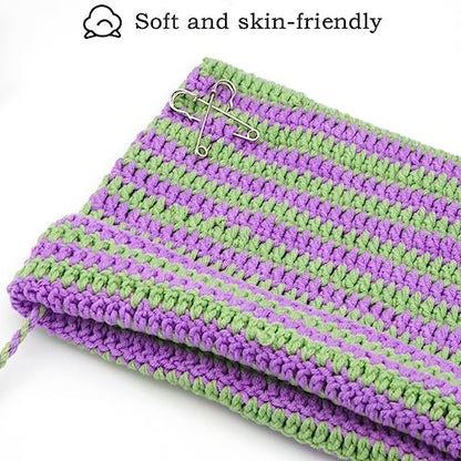 XYIYI Crochet Hats for Women Fox Knit Hat with Pompoms Grunge Goth Accessories Slouchy Beanies for Women Girls - color: Purple Green