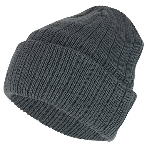 Armycrew 3M Thinsulate Insulation Fleece Lined Long Cuff Ribbed Beanie - color: Charcoal