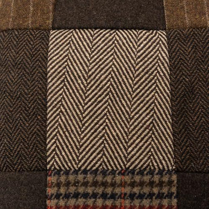 Men's Classic Patchwork Herringbone Checker Plaid Newsboy Ivy Hat Flat Cap - color: Brown, size: Large-X-Large