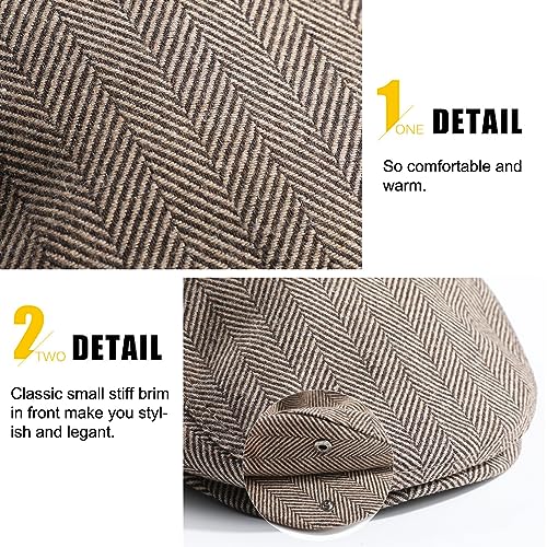 Sumolux Mens Newsboy Hat Flat Cap Gatsby Lvy Irish Hats Driving Cabbie - color: A Coffee