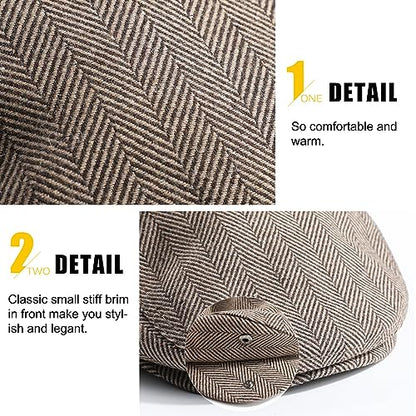Sumolux Mens Newsboy Hat Flat Cap Gatsby Lvy Irish Hats Driving Cabbie - color: A Coffee