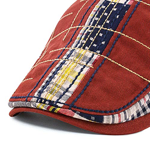 MOACC M Men Beret Hat Cotton Buckle Adjustable Newsboy Hats Cabbie Gatsby Cap - color: Hat-t1-burgundy