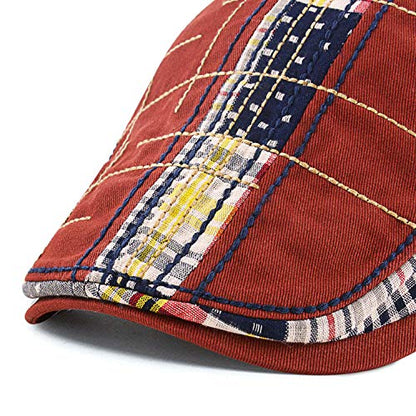 MOACC M Men Beret Hat Cotton Buckle Adjustable Newsboy Hats Cabbie Gatsby Cap - color: Hat-t1-burgundy