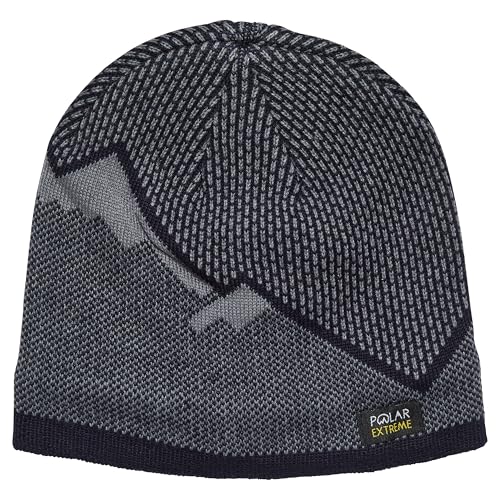 Polar Extreme Men's Sherpa-Lined Knit Winter Hat – Warm, Gift for Dad, Cold Weather - color: Navy Mountain