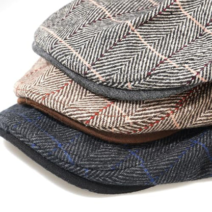 Men's Cotton Newsboy Hats Flat Ivy Gatsby Cap Irish Cabbie Ivy Driving Hunting Hat - color: Checkered Gray