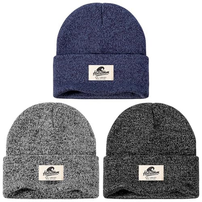 3 Packs Winter Beanie Hats for Men Women, Unisex Soft Warm Thick Beanies, Cuffed Knit Skull Cap - color: Black/Gray/Navy Mix