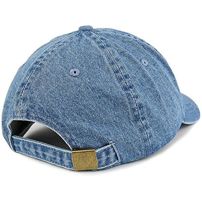 Trendy Apparel Shop US American Flag Small Embroidered 100% Cotton Denim Cap Dad Hat - color: Light Blue