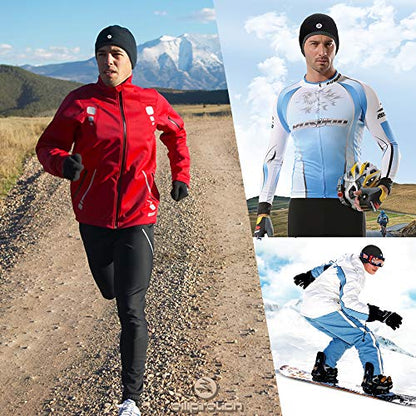 EMPIRELION Lightweight Thermal Skull Cap Ears Warm Cycling Helmet Liner Winter Running Beanie Hats Sweat Wicking - color: Black