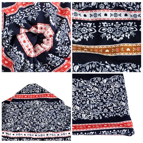 XYIYI Womens Chemo Headwear Hats Cotton Slouchy Beanie Cap Scarf - color: 2pcs Stripe Flower Navy Pink