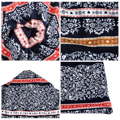 XYIYI Womens Chemo Headwear Hats Cotton Slouchy Beanie Cap Scarf - color: 2pcs Stripe Flower Navy Pink