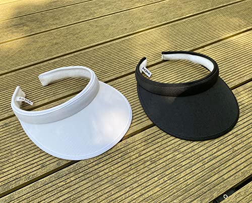 2 Pack Sun Visor Hats Women Men Clip On Wide Brim Visors Hat Outdoor Sports Golf Beach Travel Tennis Caps - color: Black