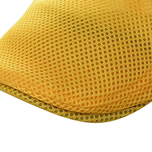 VOBOOM Men Mesh Newsboy Flat Cap Ivy Cabbie Newsboy Cap - color: Yellow