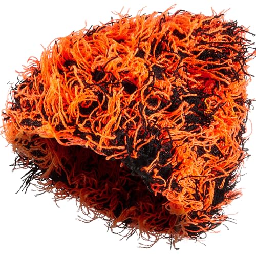 Chuarry Distressed Knitted Beanie Fuzzy Winter Hat - color: Assorted Black Orange