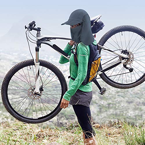 CRISTGEE Foldable Sun Cap, Fishing Hats, UPF 50+ Protection Caps with Face Mask Neck Flap - color: Dark Gray