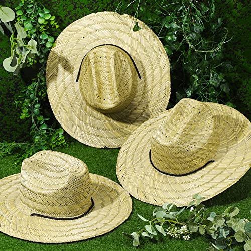 3 Pcs Men's Classic Straw Hat Summer Sun Beach Hat Wide Brim Sun Outdoor Hats for Men and Women - color: Natural Color