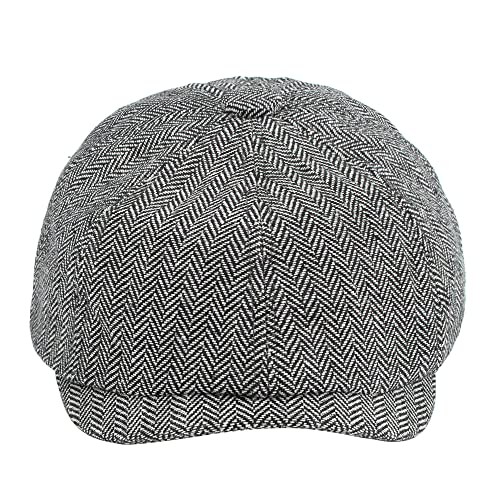 Men's 8 Panel Newsboy-Cap Cotton Gatsby Ivy Golf Adjustable-Flat- Caps Driving-Hat - color: Grey