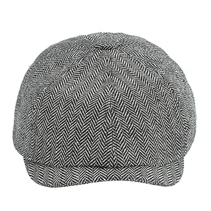 Men's 8 Panel Newsboy-Cap Cotton Gatsby Ivy Golf Adjustable-Flat- Caps Driving-Hat - color: Grey