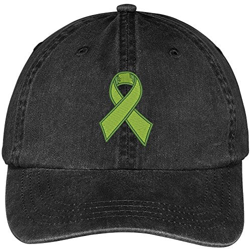 Trendy Apparel Shop Lymphoma Ribbon Embroidered Cotton Washed Baseball Cap - color: Black
