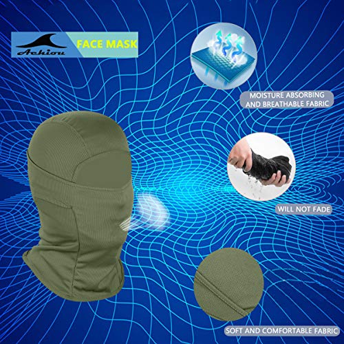 Achiou Ski Mask for Men and Women, Lightweight UV Balaclava Face Cover - color: New Green