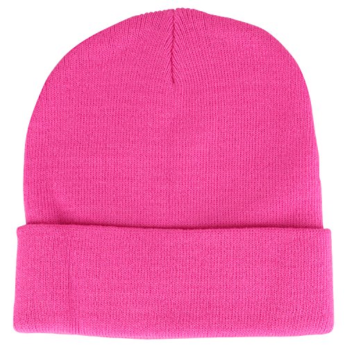 Armycrew High Visibility Neon Color Cuff Long Winter Beanie Hat - color: Pink