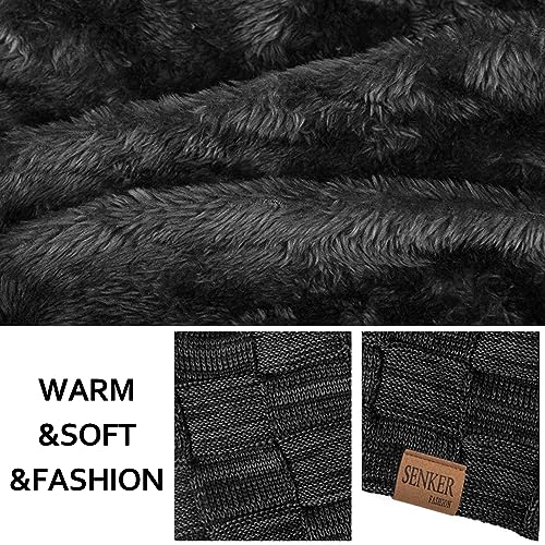 Senker Fashion 2 Pcs Winter Slouchy Beanie Hats for Men, Warm Mens Beanies - color: Red Black