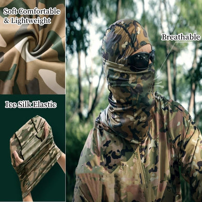 Camo Balaclava Face Mask for Men Women UV Sun Protection Cycling Neck Scarf Gaiter Head Breathable Motorcycle - color: Green Snake Camo
