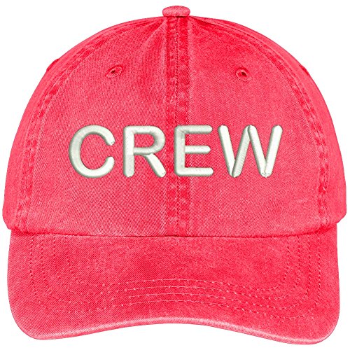 Trendy Apparel Shop Crew Embroidered Pigment Dyed Cotton Cap - color: Red