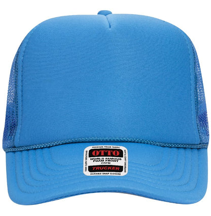 Otto Cap 5-Panel High Crown Mesh Back Trucker Hat - color: Neon Blue