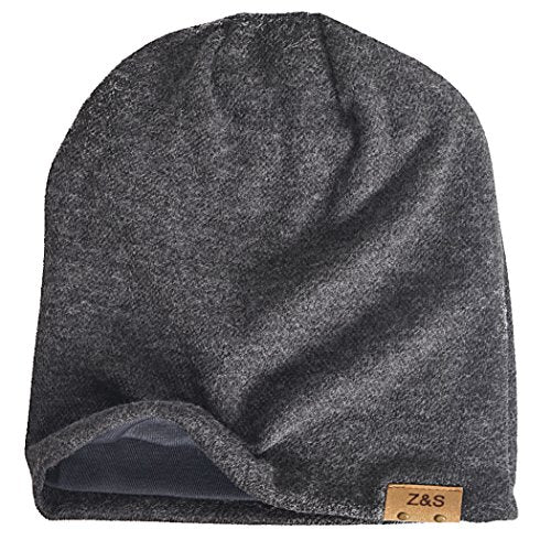 FORBUSITE Mens Slouchy Long Beanie Knit Cap for Summer Winter, Oversize - color: Soild-dark Grey, size: Large