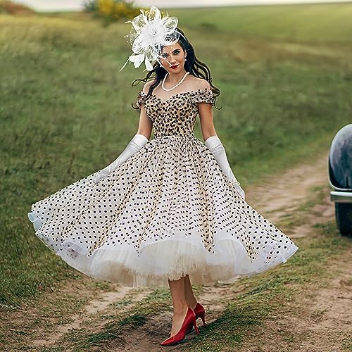 Yaomiao 5 Pcs 1920s Tea Party Accessories Fascinator Hat Gloves - color: White