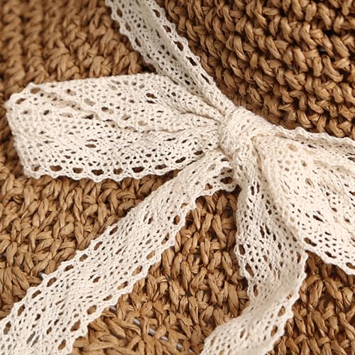 Summer Beach Sun Straw Hats for Women Wide Brim Packable Travel Bucket Hats UPF 50+ - color: Light Brown