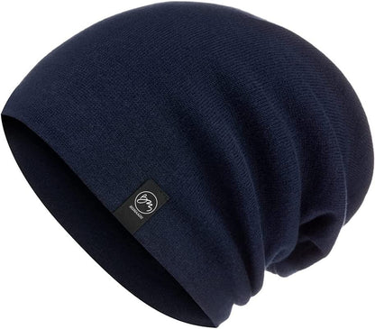 BISMAADH Unisex Soft Cotton Fashion Slouchy Beanie Headwear Skull Hair Cover Sleep Cap Hat for Frizzy Natural Curly Hair - color: Blue
