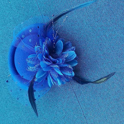 Fascinators Hats Pillbox Hat for Girl and Women - color: Black-fascinator With Flower Feather