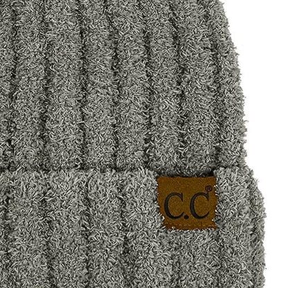 C.C Fuzzy Beanie for Women Unisex - Acrylic Stretchable Soft Warm Knit Winter Skully Hat - color: Acrylic-lt. Grey