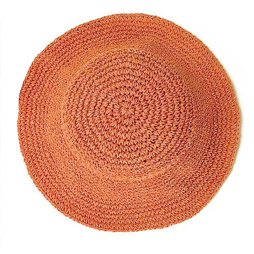 Womens Sun Hats Wide Brim Summer Beach Hat for Women Foldable Travel Straw Hat UPF50+ - color: A-orange