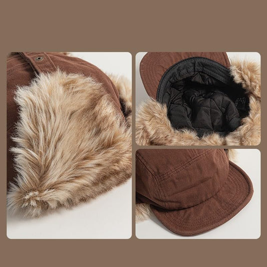 Winter Hats for Men Women Cold Weather Hat Snow Ski Cap Ushanka Trapper Hats with Ear Flaps Faux Fur Dad Hunting Hat - color: Coffee