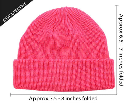 Fisherman Short Beanie Leon Roll up Trawler Classic Skullcap Hipster Beanie Warm Winter Hats Acrylic Ribbed Knit Cuff Daily - color: Hot Pink