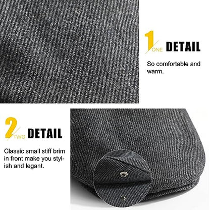 Sumolux Mens Newsboy Hat Flat Cap Gatsby Lvy Irish Hats Driving Cabbie - color: C Grey
