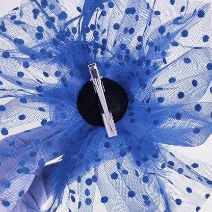 WLBON Fascinators Hat 20s 50s Headband Hair Clips Flower Mesh Veil Feather Headpiece Headwear Women Halloween Carnival Cocktail Wedding Church Cosplay Dress Up Birthday Tea Party Accessories Blue - color: Blue Tone