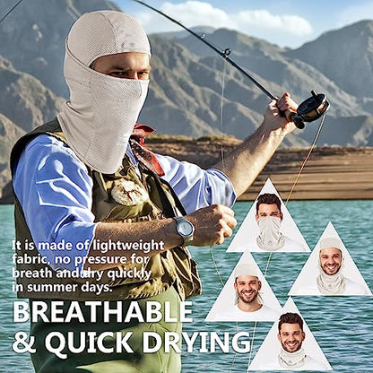 Balaclava Ski Mask, Sun Protection Breathable Face Cover Men Women - color: Beige+grey