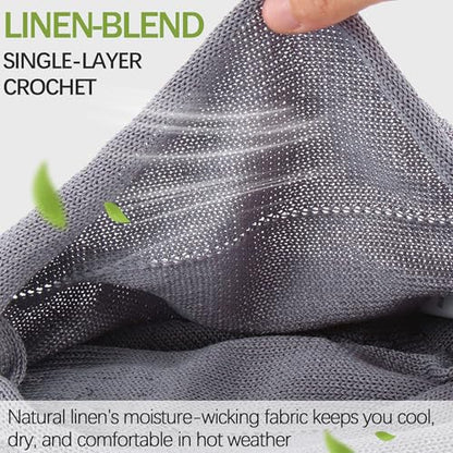 Ababalaya Breathable Cotton Linen Slouchy Beanie Hat for Women - color: Light Gray