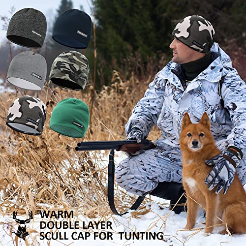 EMPIRELION Softshell Winter Fleece Lined Beanie Hats, 9" Running Skull Cap Thermal Tactical Watch Cap Men Women - color: Camo Snow